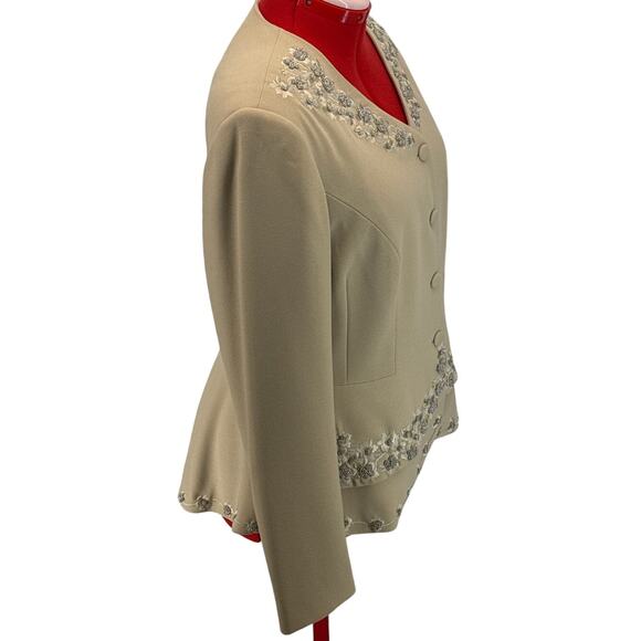 John Meyer Gorgeous Beaded Floral Design Button Up Dressy Formal Jacket Women 14 - Picture 7 of 9